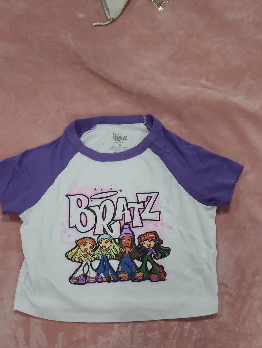 Juniors Purple & White Raglan Graphic Tee New Without Tags